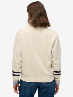 Superdry Athletic Essentials Applique 1/2 Zip Sweatshirt, Desert Bone White - view 2, Desert Bone White
