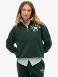 Superdry Athletic Essentials Appliqué 1/2 Zip Sweatshirt, Enamel Green