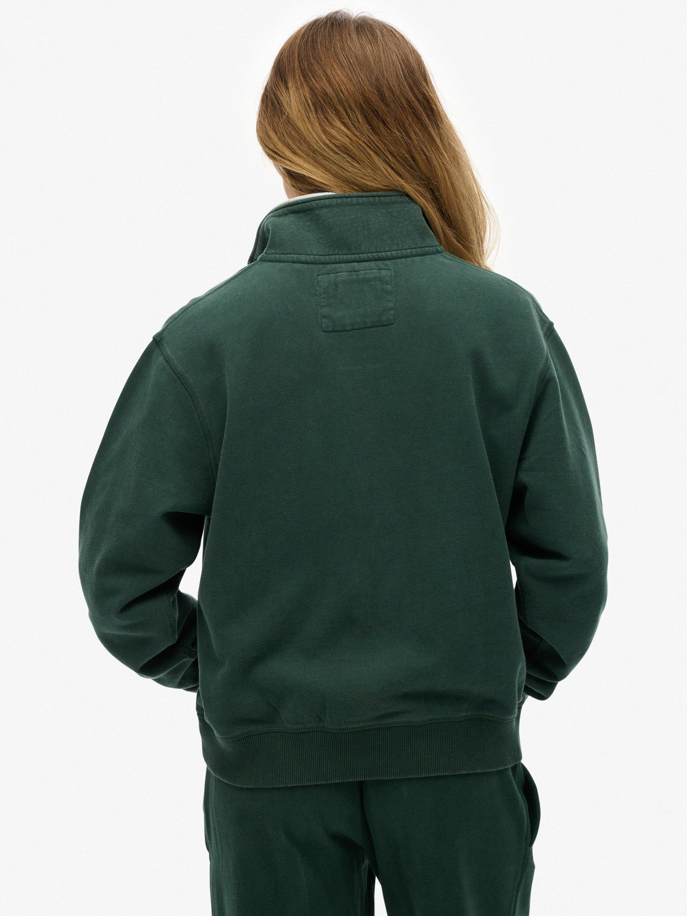 Product image 2 of 5, which shows Superdry Athletic Essentials Appliqué 1/2 Zip Sweatshirt, Enamel Green, 10