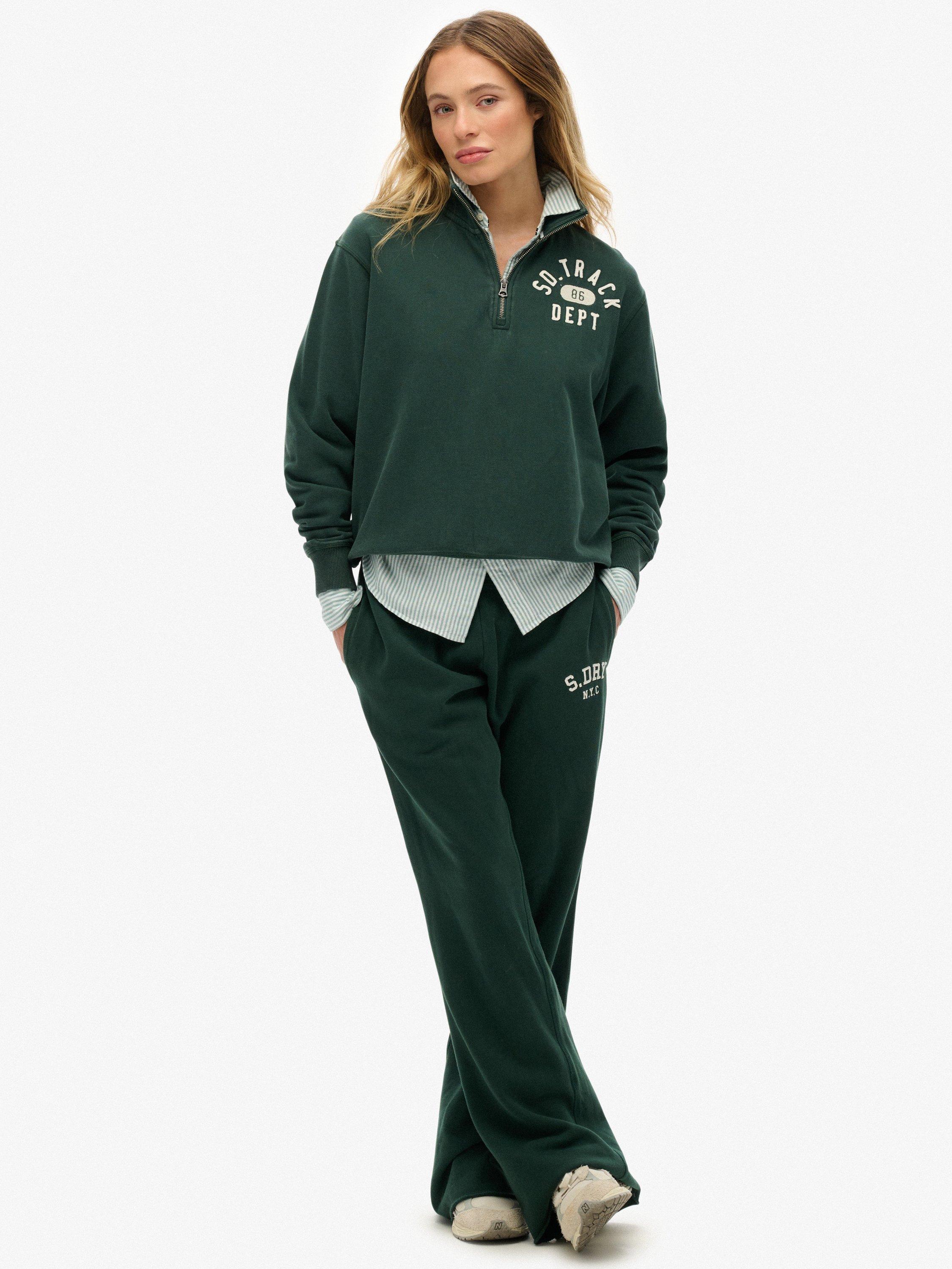 Product image 3 of 5, which shows Superdry Athletic Essentials Appliqué 1/2 Zip Sweatshirt, Enamel Green, 10