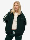 Superdry Athletic Essentials Relaxed Raglan Zip Hoodie, Enamel Green