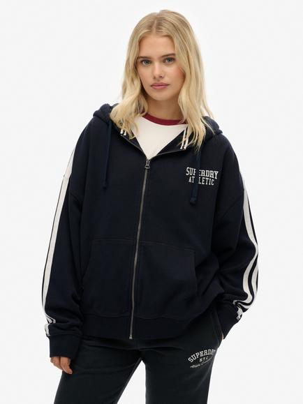 Superdry Athletic Essentials Relaxed Raglan Zip Hoodie, Eclipse Navy