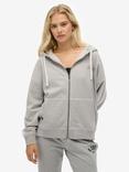 Superdry Athletic Essentials Relaxed Raglan Zip Hoodie, Glacier Grey Marl