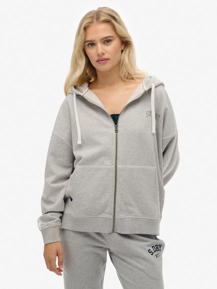 Superdry Athletic Essentials Relaxed Raglan Zip Hoodie, Glacier Grey Marl, Glacier Grey Marl