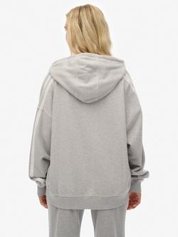 Superdry Athletic Essentials Relaxed Raglan Zip Hoodie, Glacier Grey Marl - view 2, Glacier Grey Marl