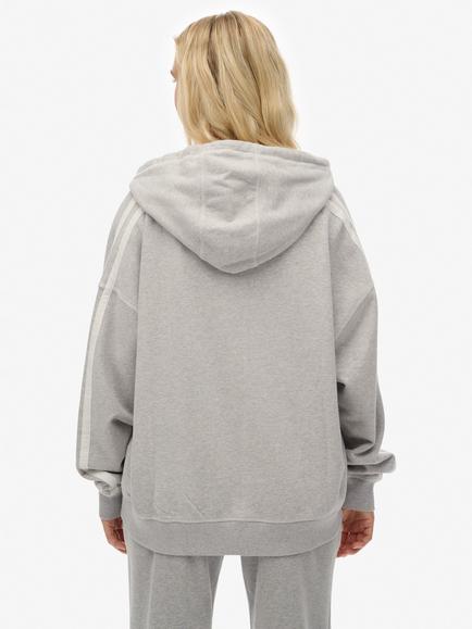 Superdry Athletic Essentials Relaxed Raglan Zip Hoodie, Glacier Grey Marl - view 2, Glacier Grey Marl