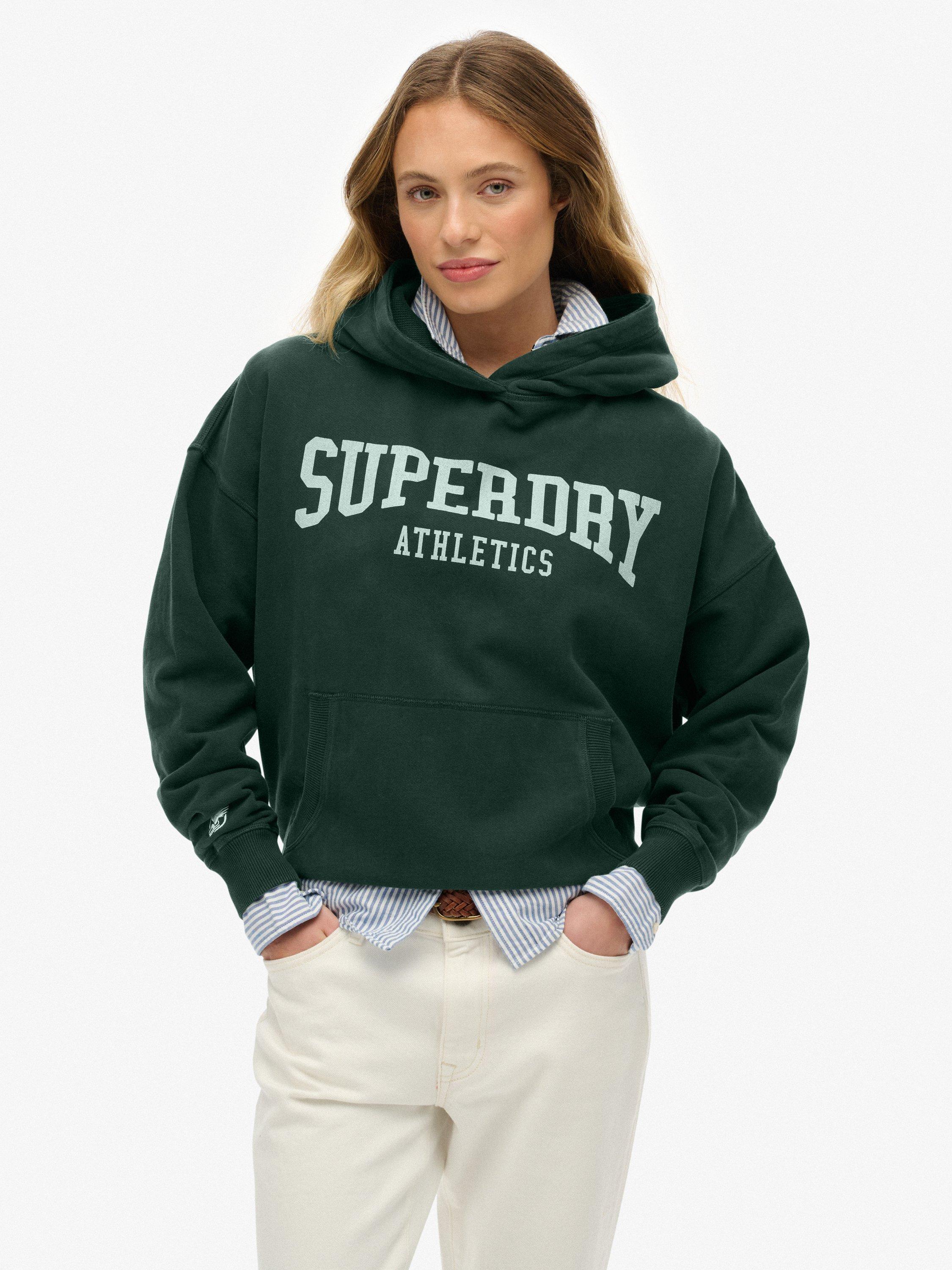 Product image 1 of 5, which shows Superdry Athletic Essentials Relaxed Hoodie, Enamel Green, 10