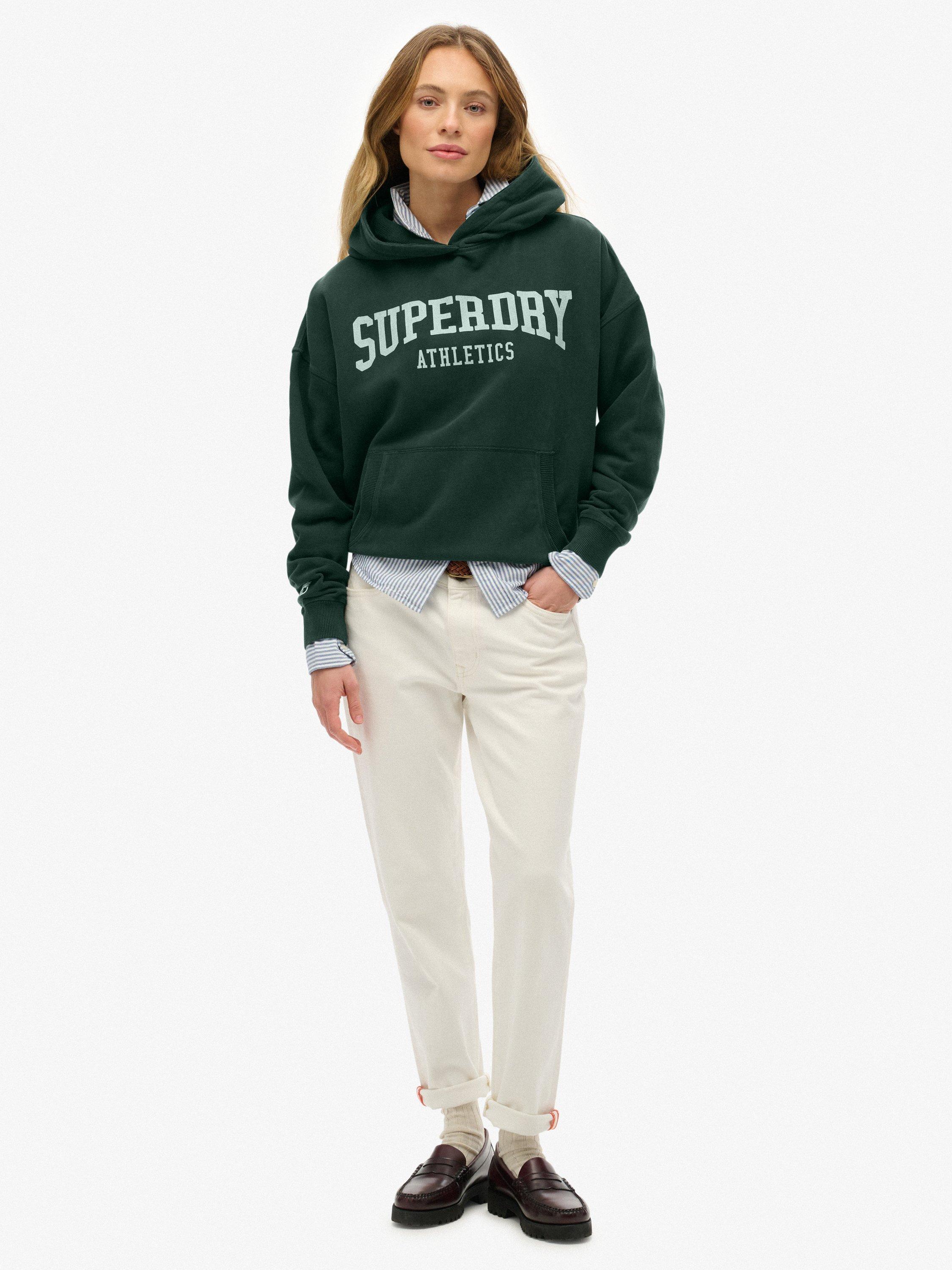 Product image 3 of 5, which shows Superdry Athletic Essentials Relaxed Hoodie, Enamel Green, 10