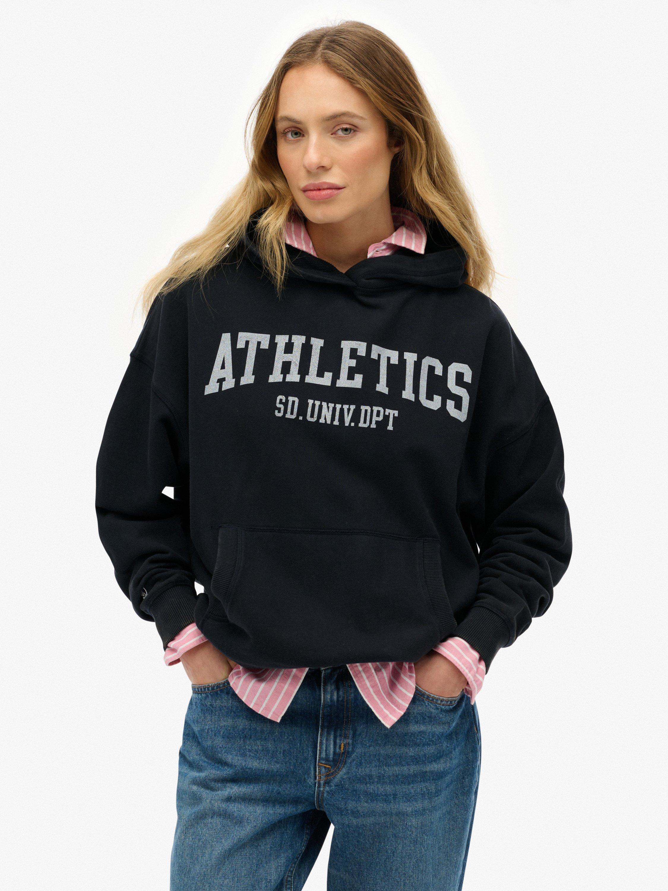 Product image 1 of 6, which shows Superdry Athletic Essentials Relaxed Hoodie, Eclipse Navy, 10