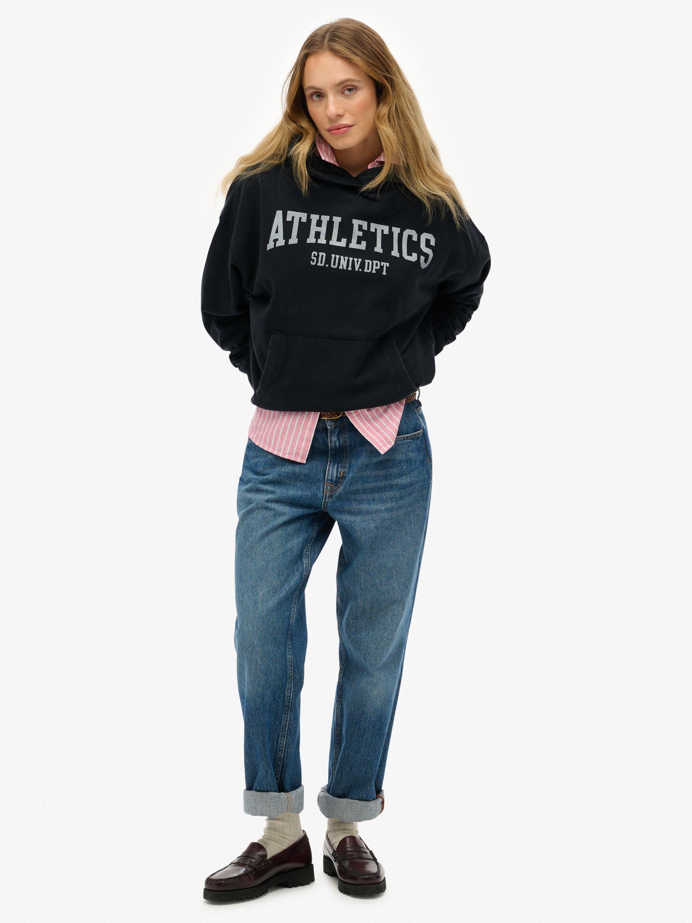 Product image 3 of 6, which shows Superdry Athletic Essentials Relaxed Hoodie, Eclipse Navy, 10