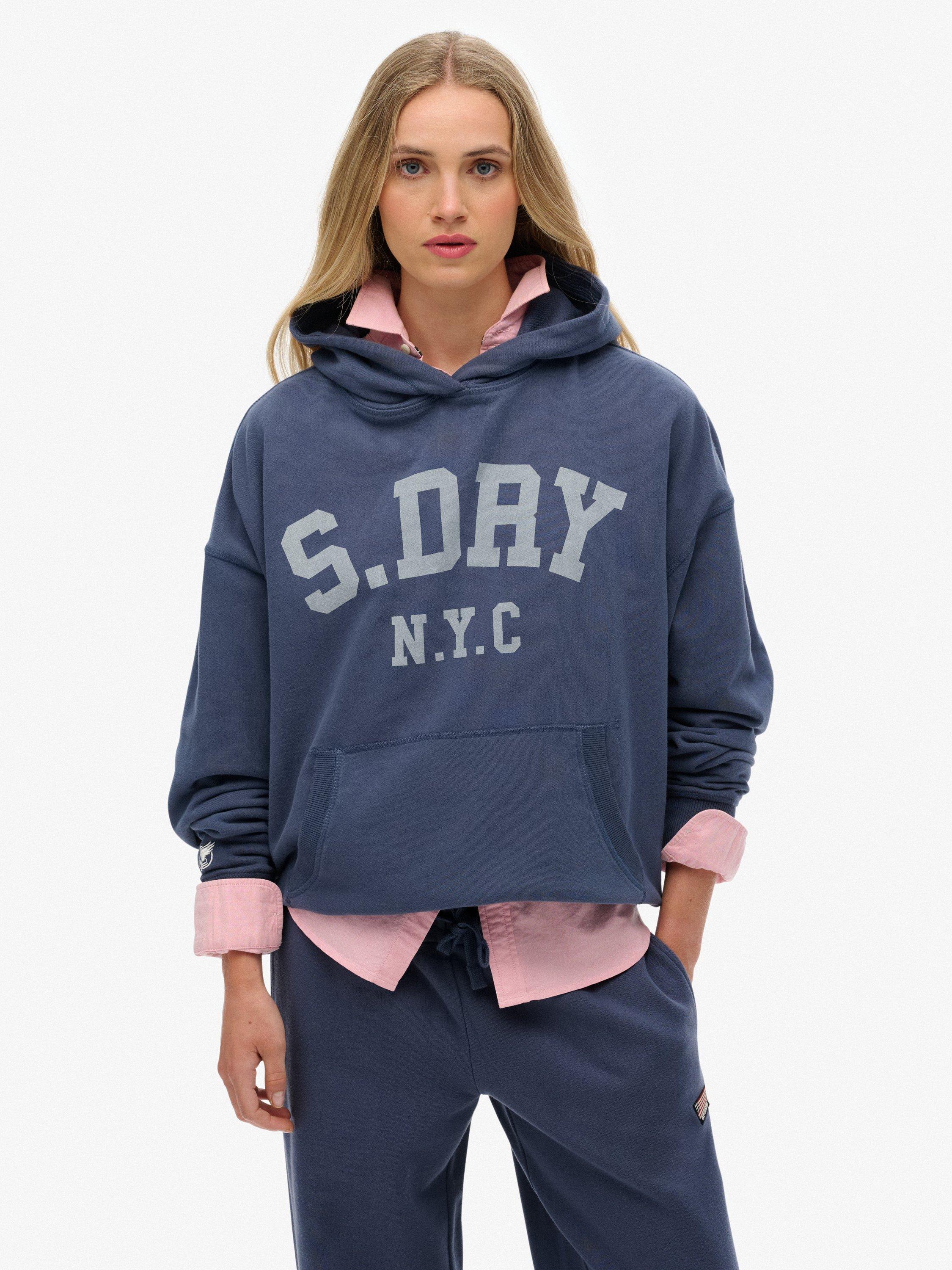 Product image 1 of 6, which shows Superdry Athletic Essentials Relaxed Hoodie, Mariner Navy, 10