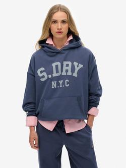 Superdry Athletic Essentials Relaxed Hoodie, Mariner Navy, Mariner Navy