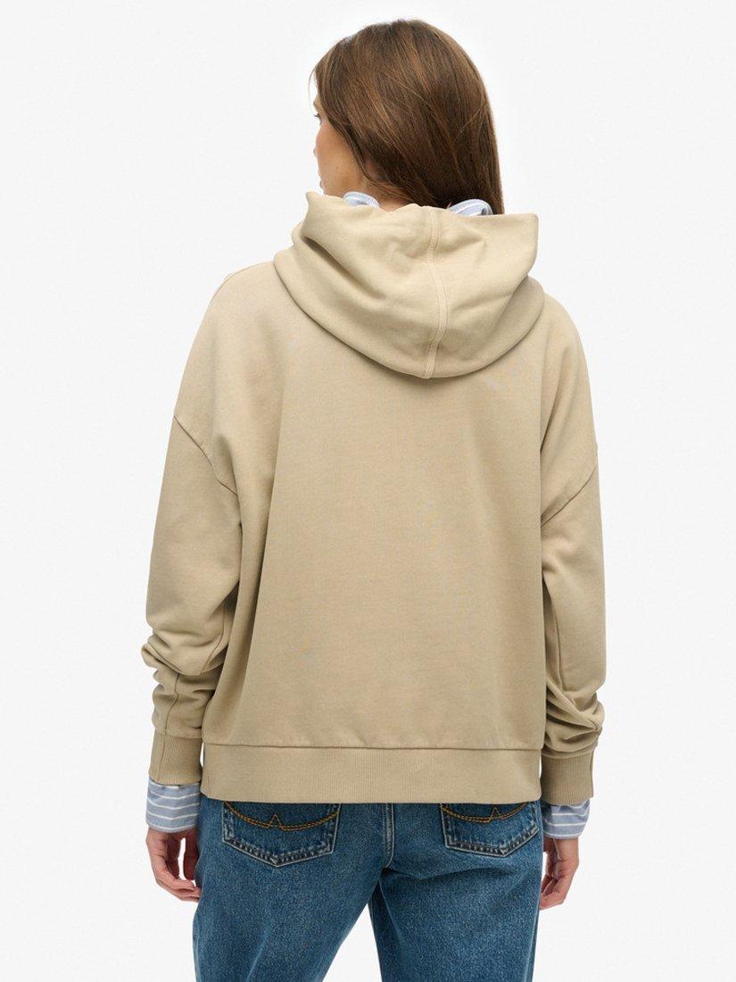 Product image 2 of 5, which shows Superdry Embroidered Core Logo Relaxed Hoodie, Feather Grey, 10