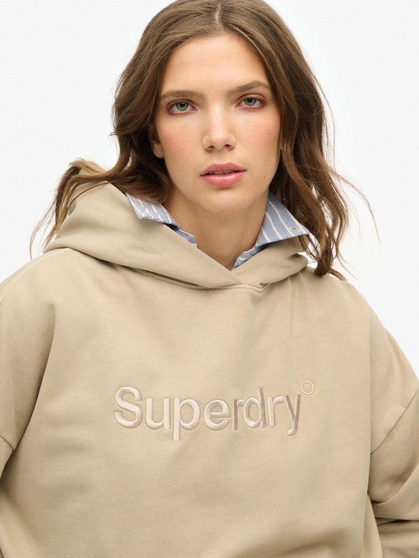 Product image 3 of 5, which shows Superdry Embroidered Core Logo Relaxed Hoodie, Feather Grey, 10