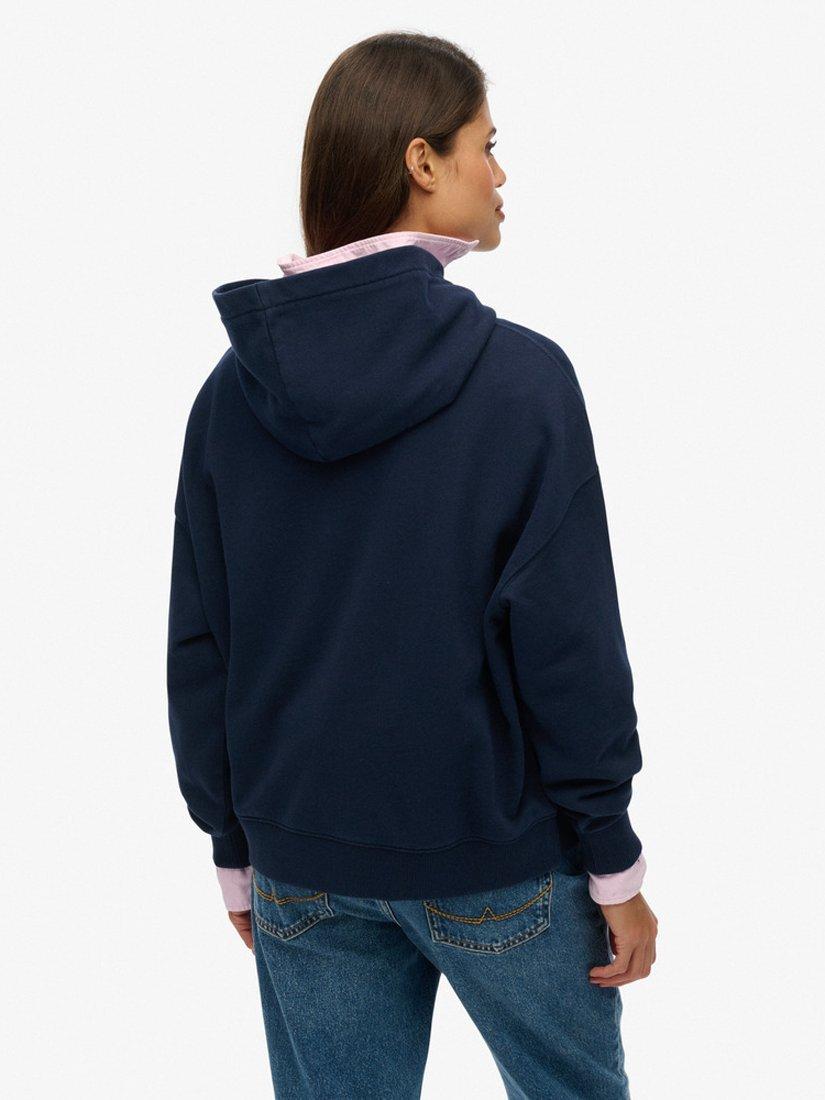 Product image 3 of 5, which shows Superdry Vintage Logo Neon Relaxed Hoodie, Nautical Navy, 10