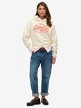 Superdry Vintage Logo Neon Relaxed Hoodie, Cream