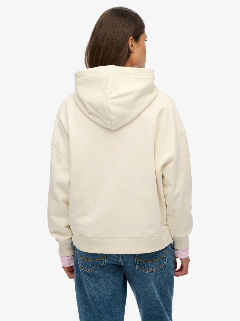 Product image 3 of 5, which shows Superdry Vintage Logo Neon Relaxed Hoodie, Cream, 10
