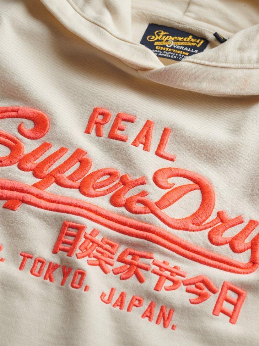 Product image 5 of 5, which shows Superdry Vintage Logo Neon Relaxed Hoodie, Cream, 10