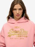 Superdry Vintage Logo Rhinestone Hoodie, Peach Amber