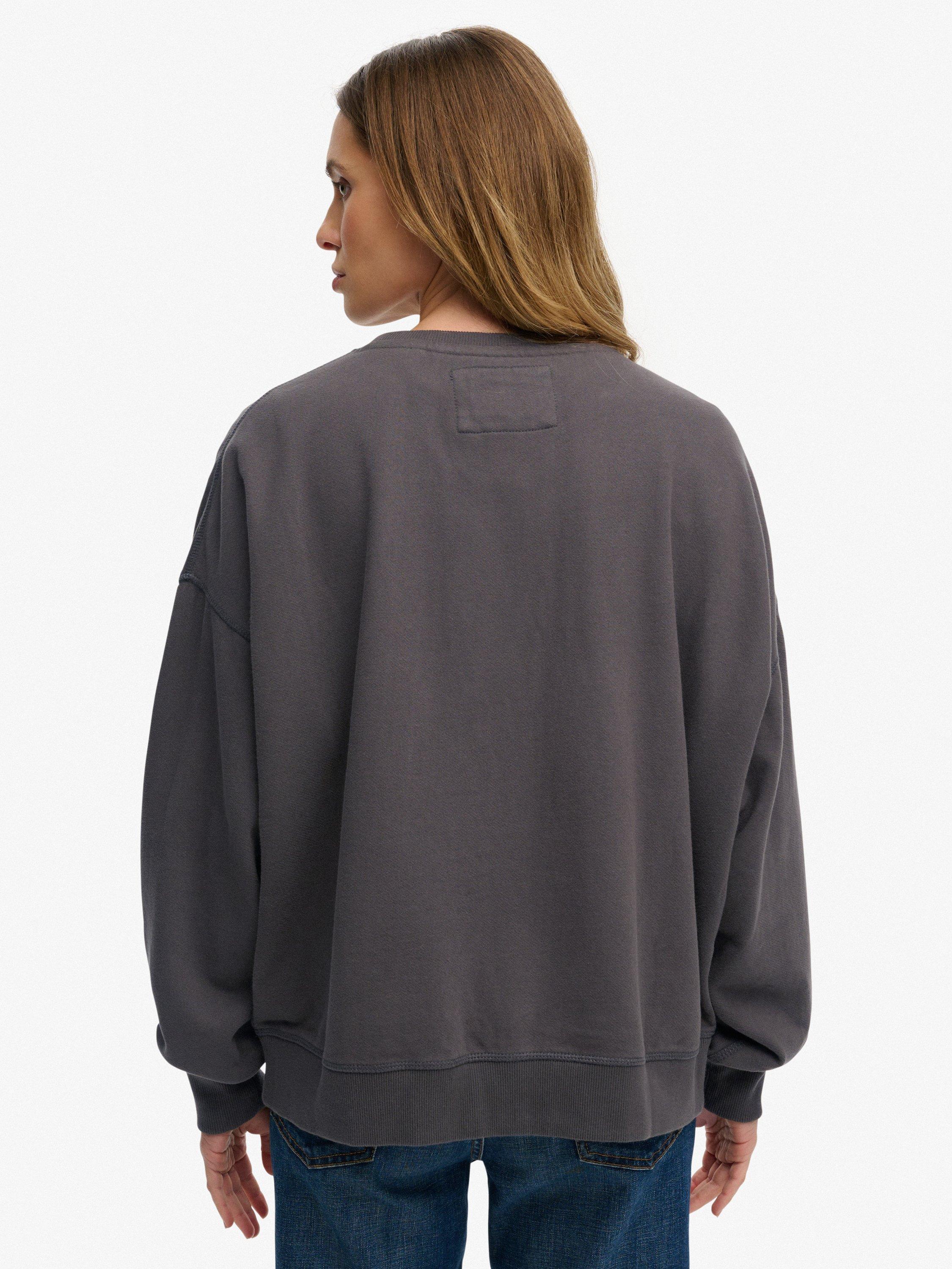 Product image 2 of 5, which shows Superdry Athletic Essentials Relaxed Applique Sweatshirt, Charcoal, 10