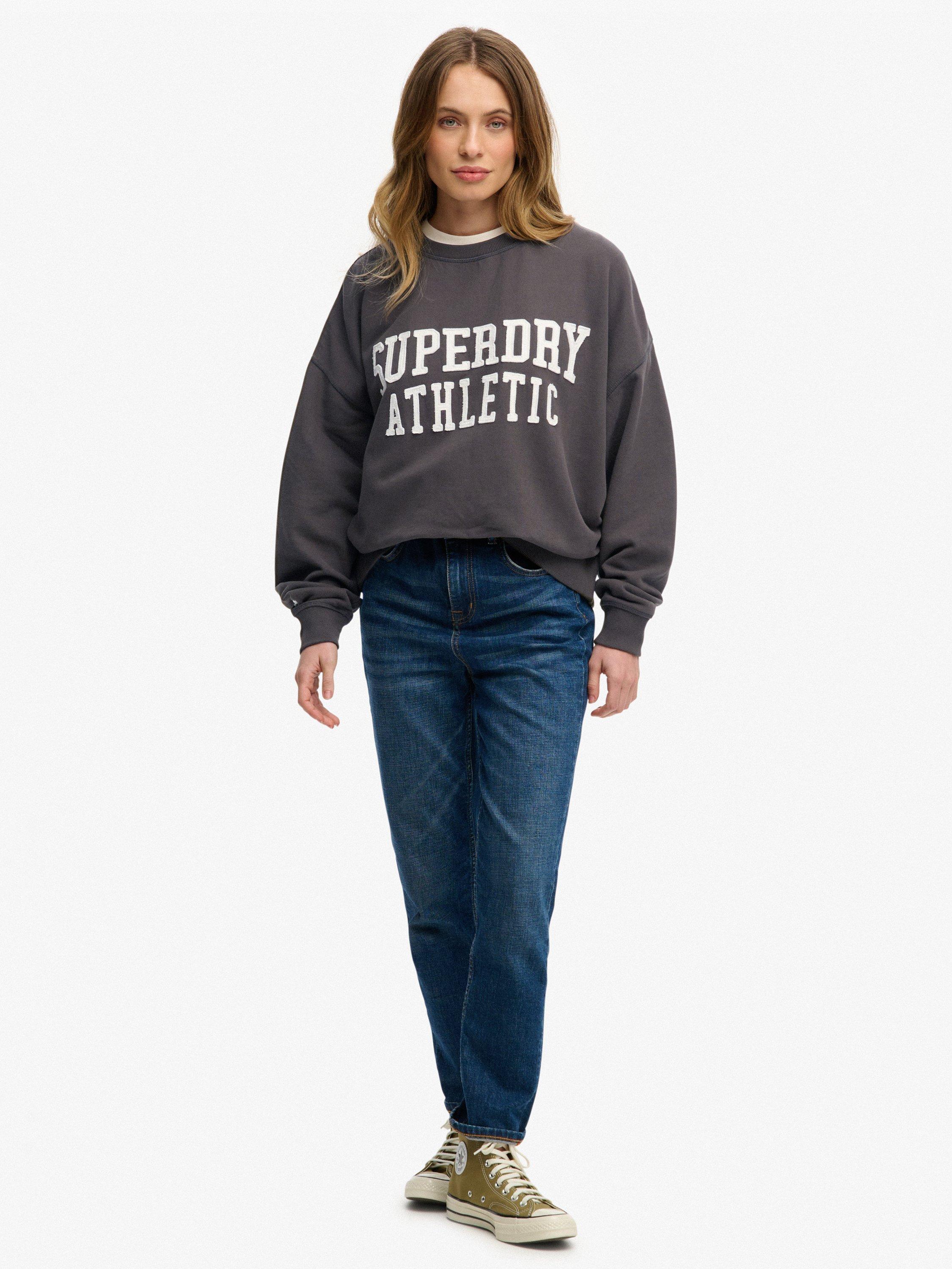 Product image 3 of 5, which shows Superdry Athletic Essentials Relaxed Applique Sweatshirt, Charcoal, 10