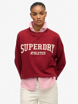 Superdry Athletic Essentials Relaxed Applique Sweatshirt, Bordeaux Red, Bordeaux Red