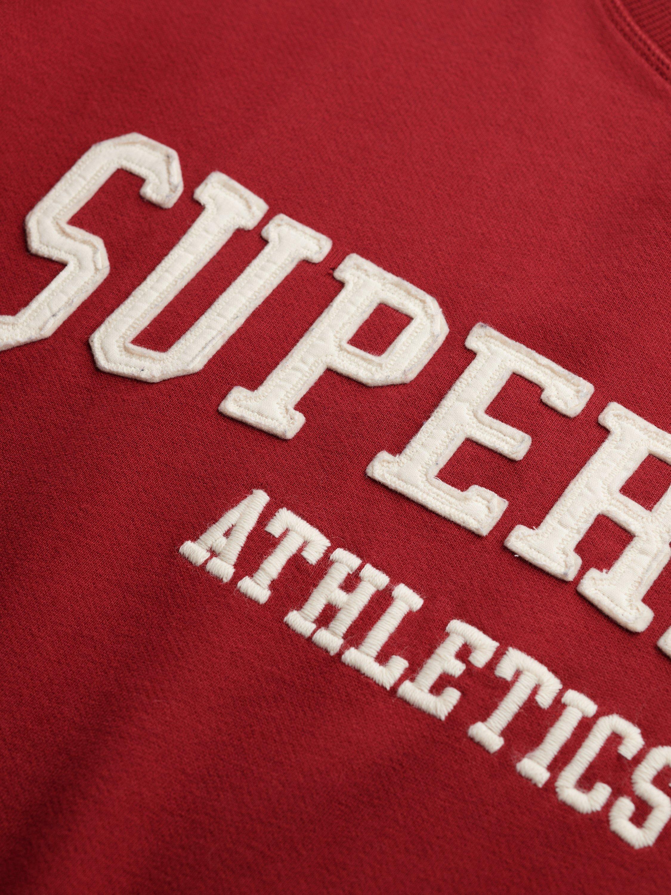 Product image 6 of 6, which shows Superdry Athletic Essentials Relaxed Applique Sweatshirt, Bordeaux Red, 10
