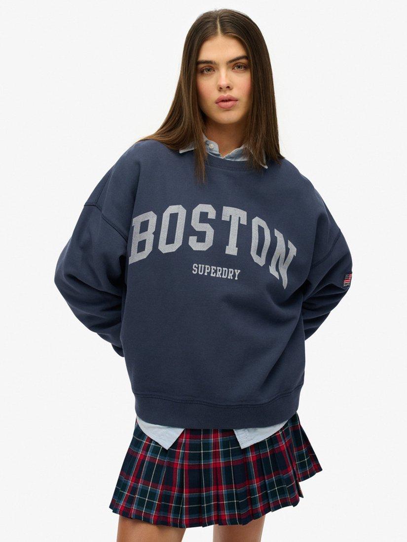 Superdry Athletic Essentials Oversized Crew Sweatshirt, Eclipse Navy