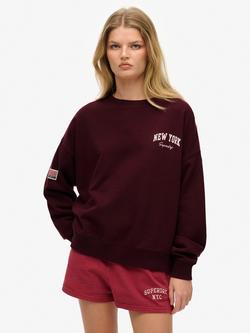 Superdry Athletic Essentials Relaxed Crew Sweatshirt, Port Red