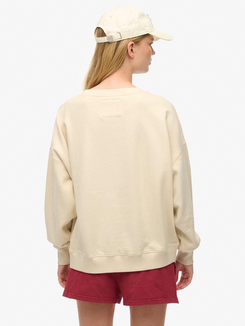 Product image 2 of 4, which shows Superdry Athletic Essentials Relaxed Crew Sweatshirt, Desert Bone White, 10