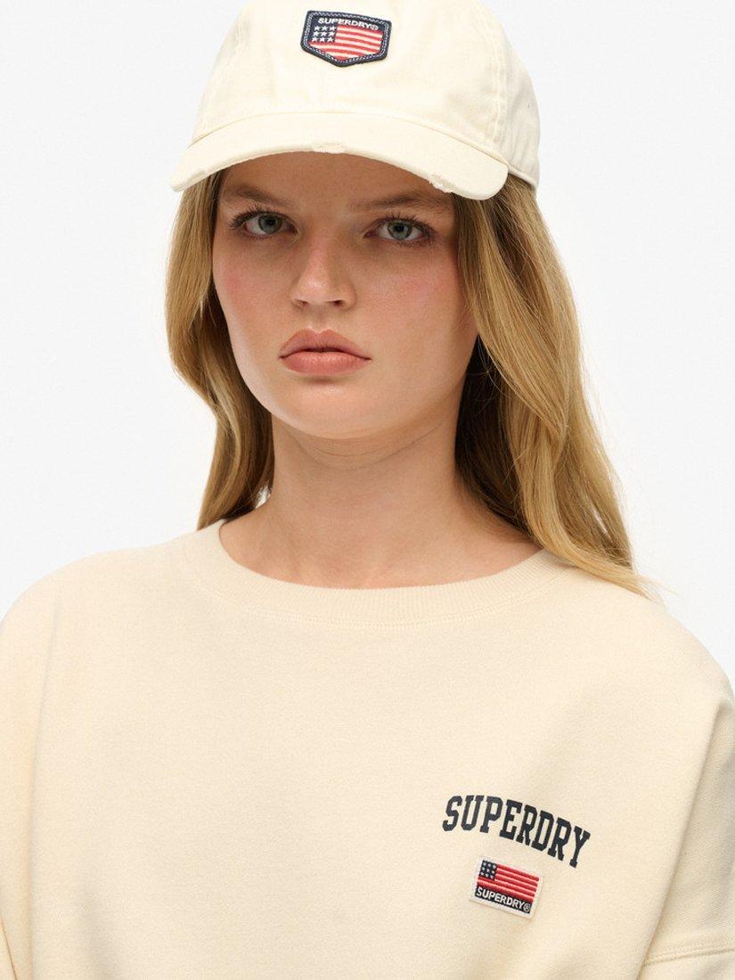 Product image 4 of 4, which shows Superdry Athletic Essentials Relaxed Crew Sweatshirt, Desert Bone White, 10