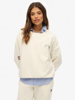 Superdry Athletic Essentials Printed Crew Sweatshirt, Desert Bone White