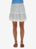 Superdry Printed Lace Trim Mini Skirt, Blue/Multi