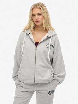 Superdry Athletic Essentials Oversized Zip Hoodie, Glacier Grey Marl, Glacier Grey Marl