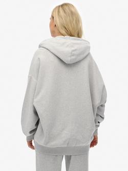 Superdry Athletic Essentials Oversized Zip Hoodie, Glacier Grey Marl - view 2, Glacier Grey Marl