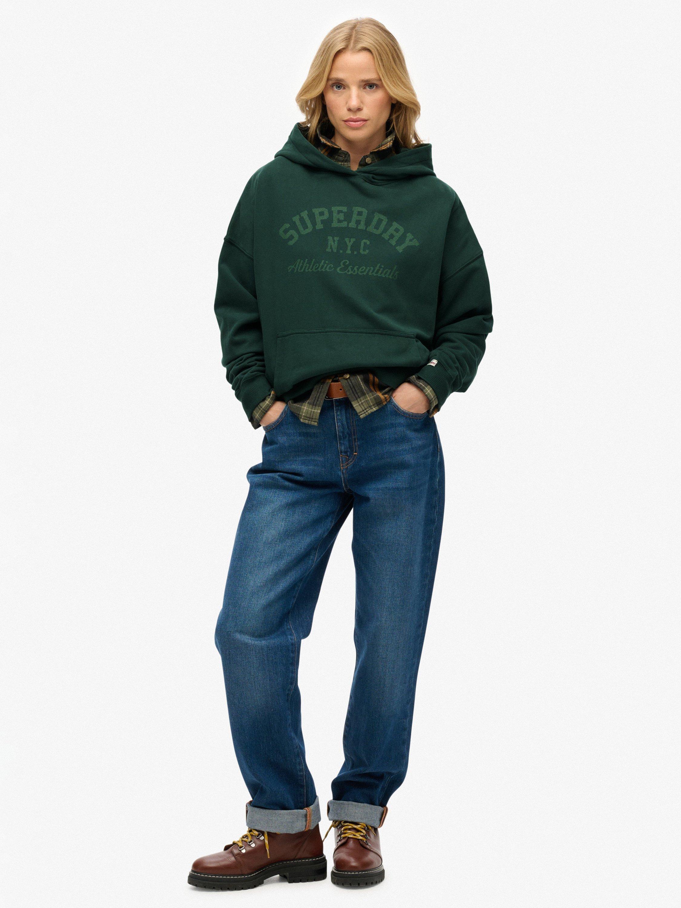 Product image 3 of 6, which shows Superdry Athletic Essentials Relaxed Hoodie, Enamel Green, 10