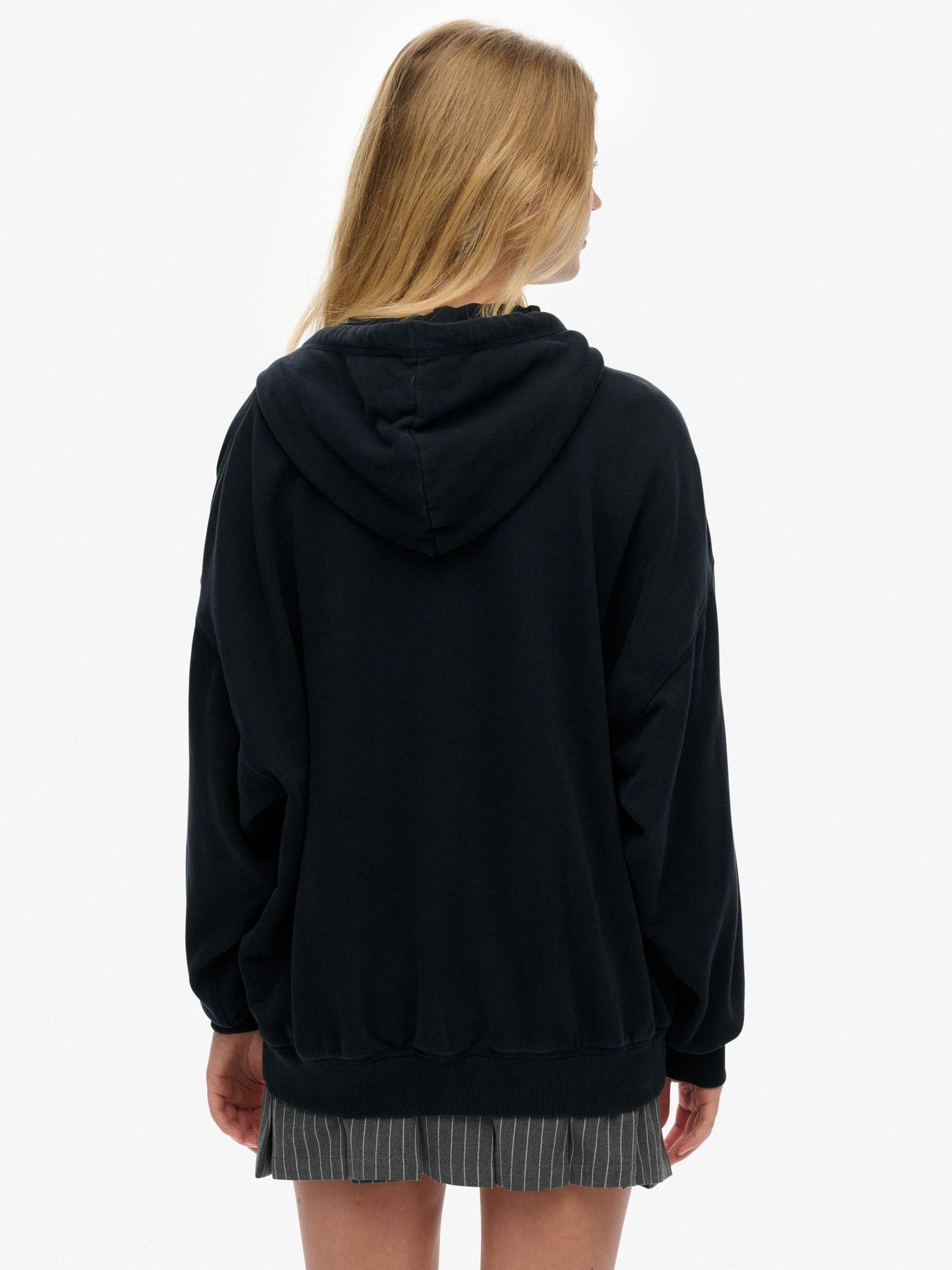 Product image 2 of 5, which shows Superdry Athletic Essentials Oversized Zip Hoodie, Eclipse Navy/  White, 10