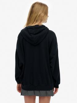 Superdry Athletic Essentials Oversized Zip Hoodie, Eclipse Navy/  White - view 2, Eclipse Navy/  White