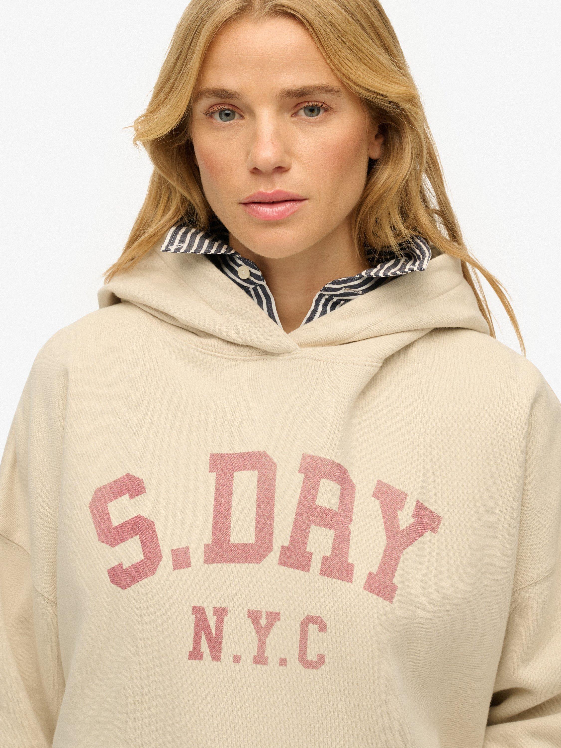Product image 5 of 6, which shows Superdry Athletic Essentials Relaxed Hoodie, Oat Bran, 10
