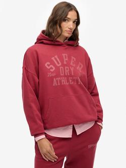 Superdry Athletic Essentials Relaxed Hoodie, Bordeaux Red, Bordeaux Red