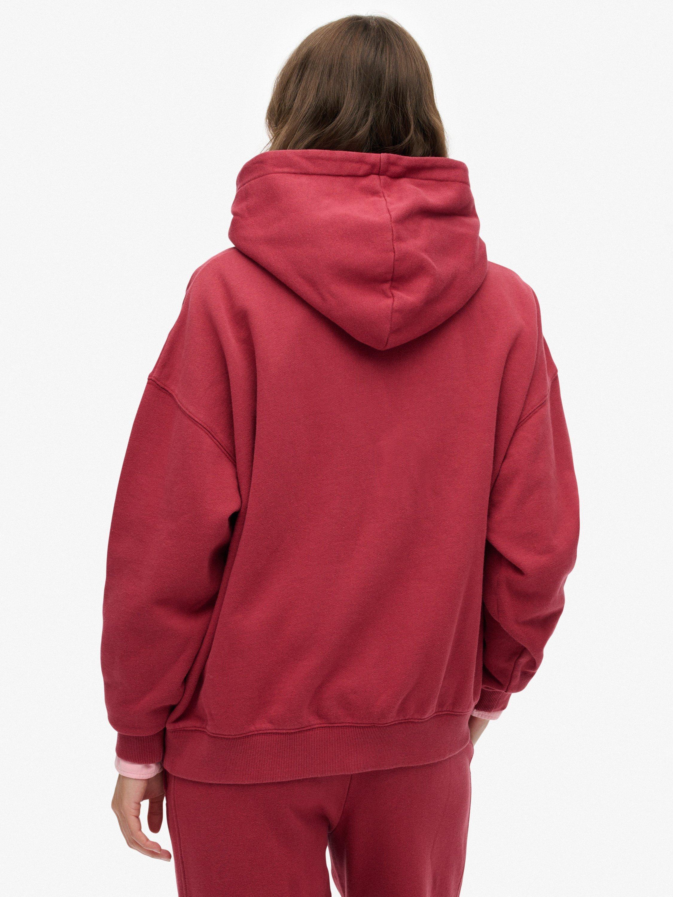 Product image 2 of 6, which shows Superdry Athletic Essentials Relaxed Hoodie, Bordeaux Red, 10