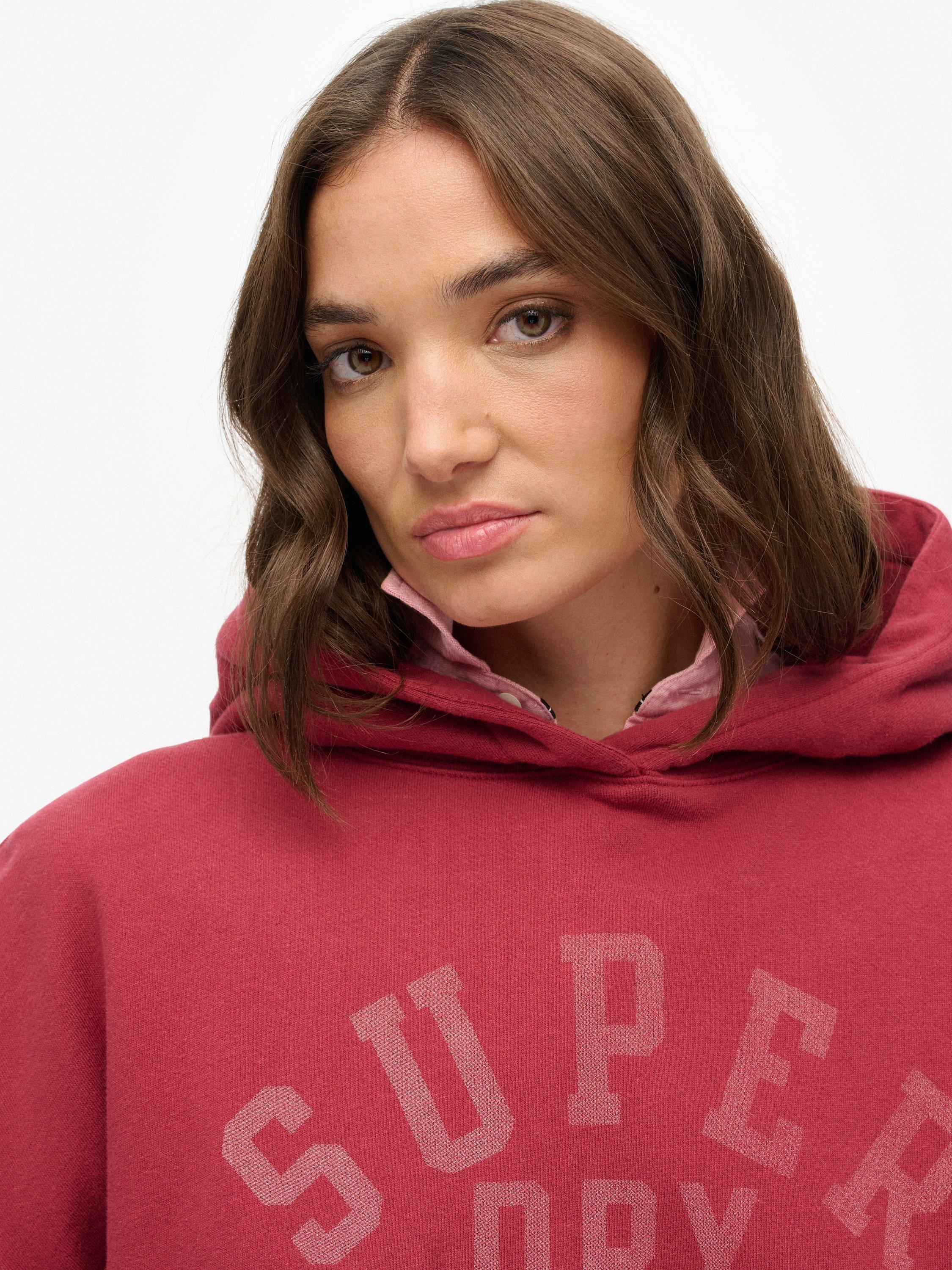 Product image 4 of 6, which shows Superdry Athletic Essentials Relaxed Hoodie, Bordeaux Red, 10