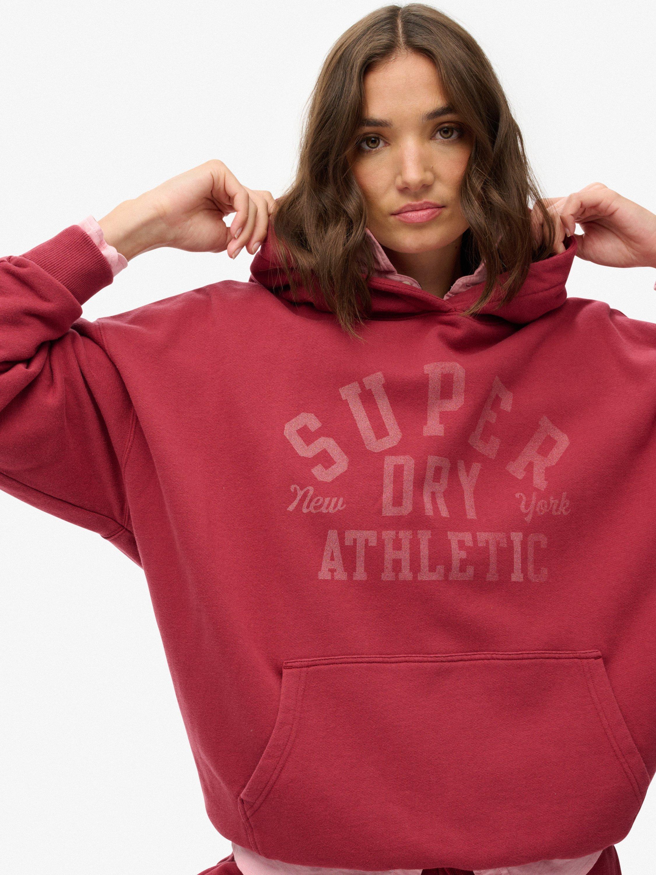 Product image 5 of 6, which shows Superdry Athletic Essentials Relaxed Hoodie, Bordeaux Red, 10