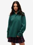 Superdry Oversized Classic Pique 1/2 Zip Jumper, Washed Green