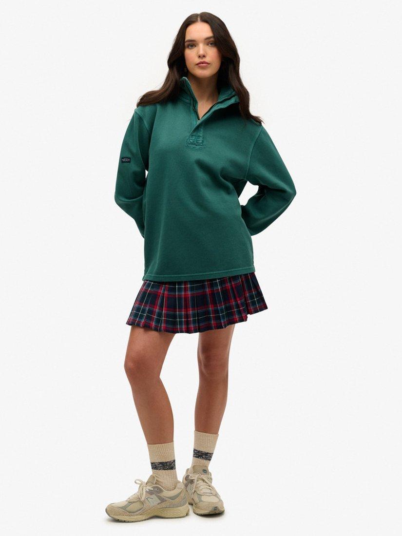 Product image 4 of 5, which shows Superdry Oversized Classic Pique 1/2 Zip Jumper, Washed Green, XS