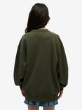 Superdry Oversized Micro Logo Graphic Crew Sweatshirt, Army Khaki