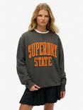 Superdry Oversized Vintage Athletic Crew Sweatshirt, Charcoal Marl