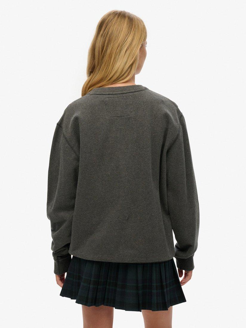 Product image 2 of 6, which shows Superdry Oversized Vintage Athletic Crew Sweatshirt, Charcoal Marl, XS