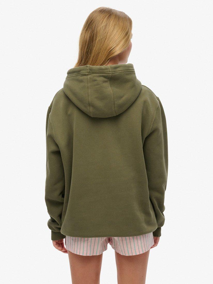 Product image 2 of 6, which shows Superdry Printed Logo Oversized Cotton Hoodie, Olive Night Green, XS