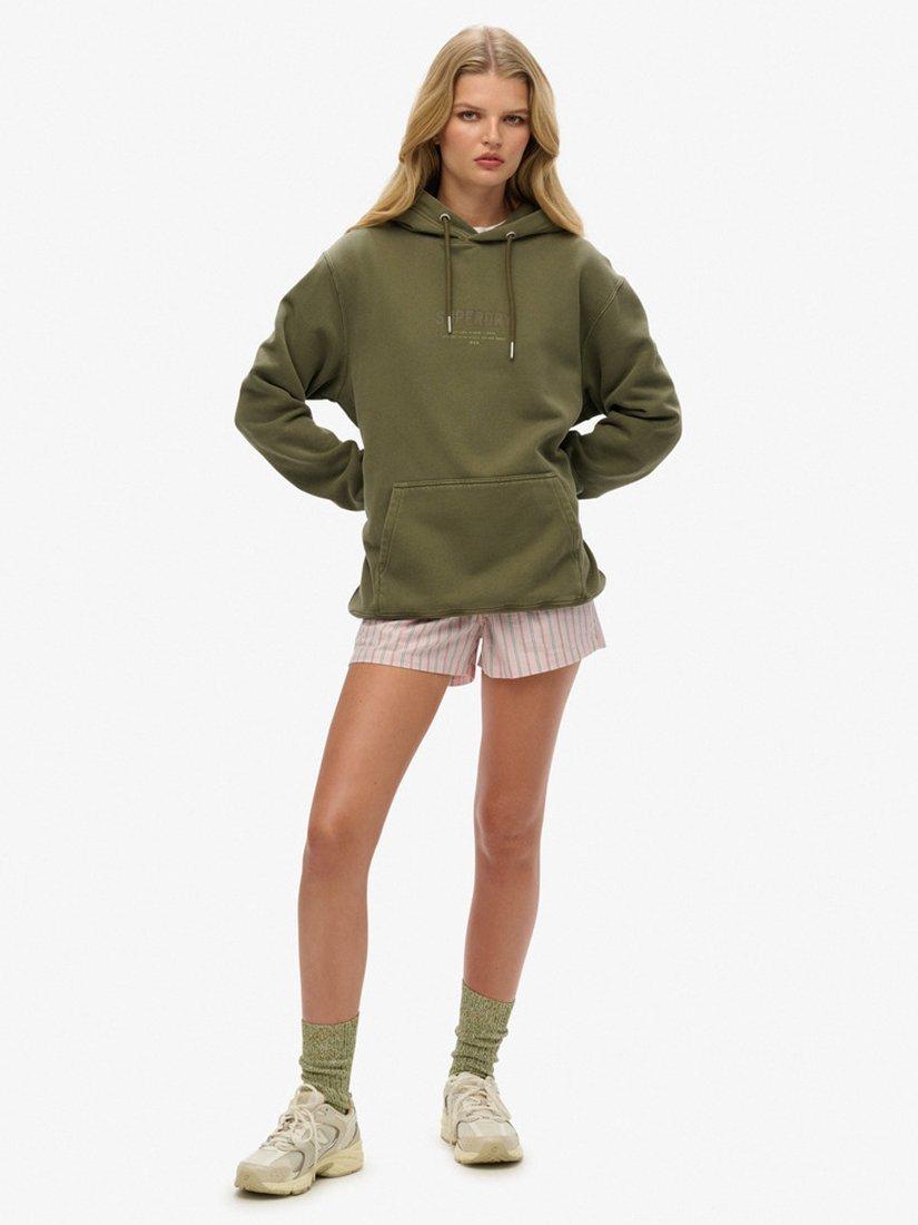 Product image 3 of 6, which shows Superdry Printed Logo Oversized Cotton Hoodie, Olive Night Green, XS